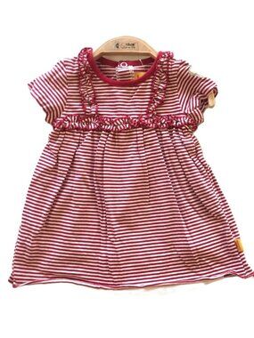 Baby Red & White Striped Dress with White Underdress, NEW